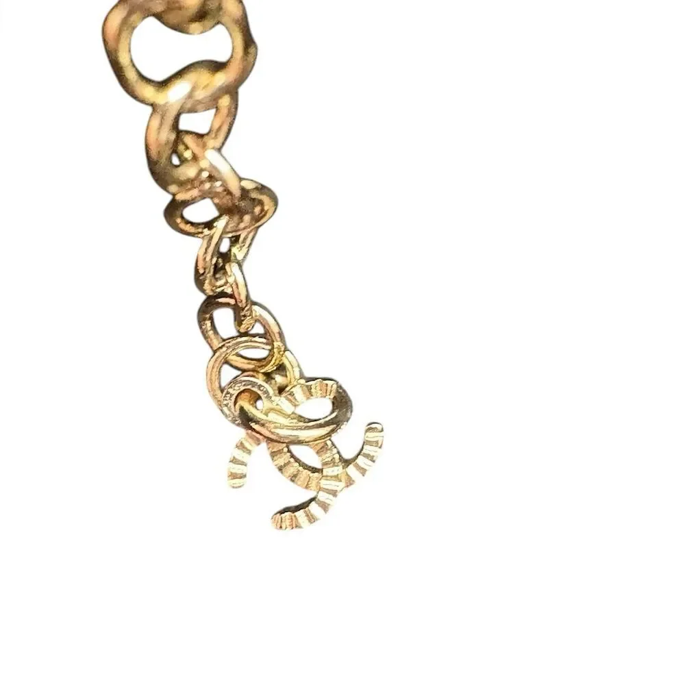 Chanel 22S Gold White Chain Crystal CC Choker Necklace